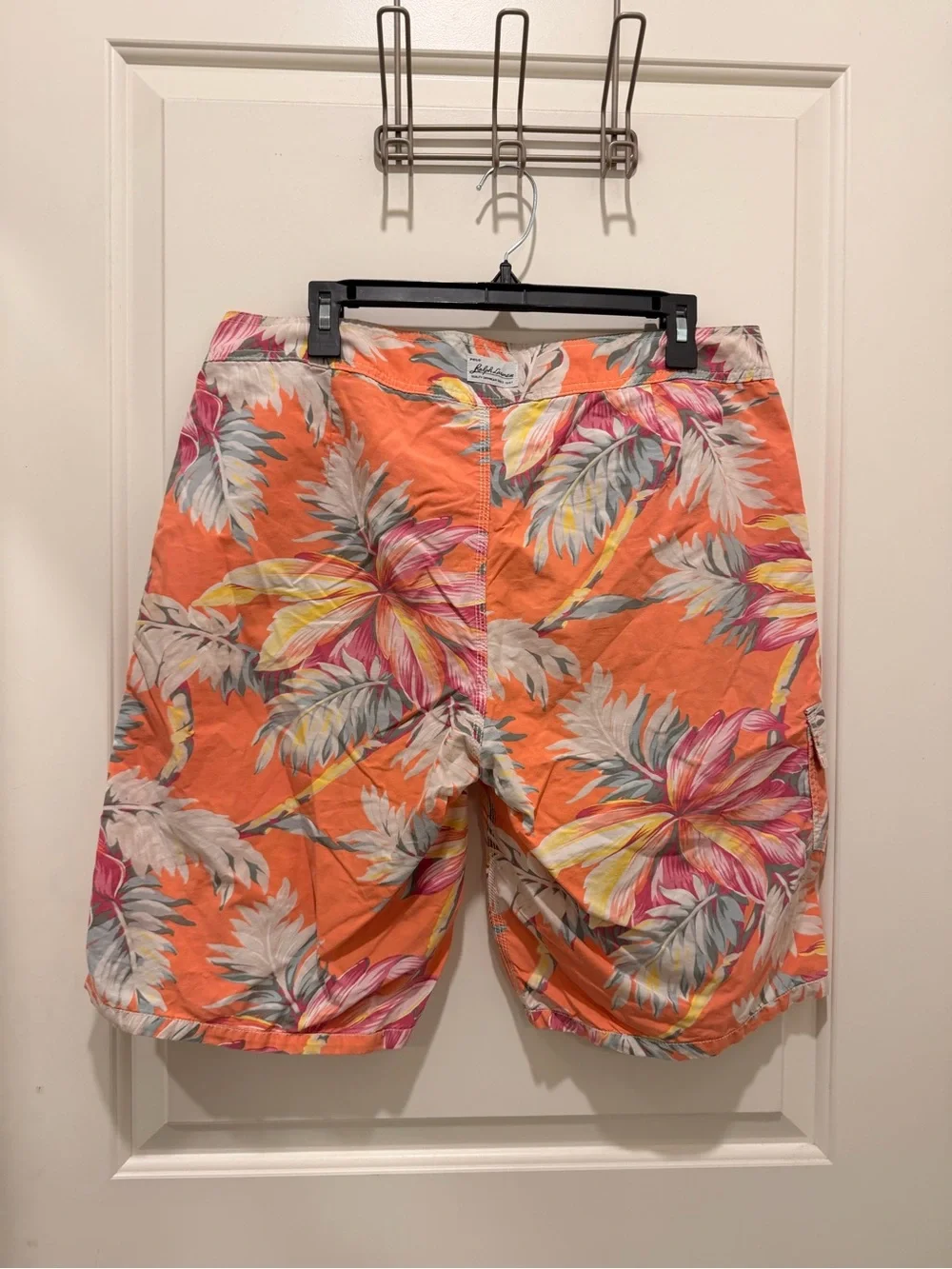 Polo Ralph Lauren Board Shorts Size 34 Orange Floral Hawaiian Swim